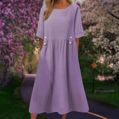 Vestido Midi Ligero de Verano con Mangas Cortas