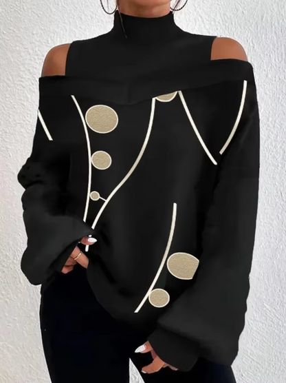 Blusa Mujer Off-Shoulder Cuello Alto Elegante
