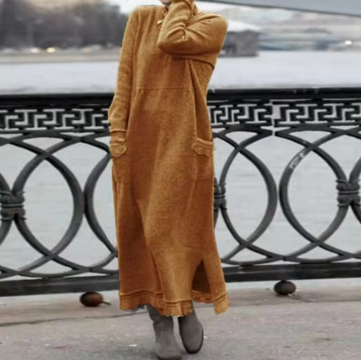 Vestido Sudadera Terciopelo Cálido Mujer