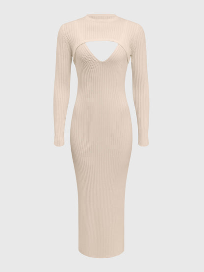 Vestido Punto Elegante con Escote Redondo