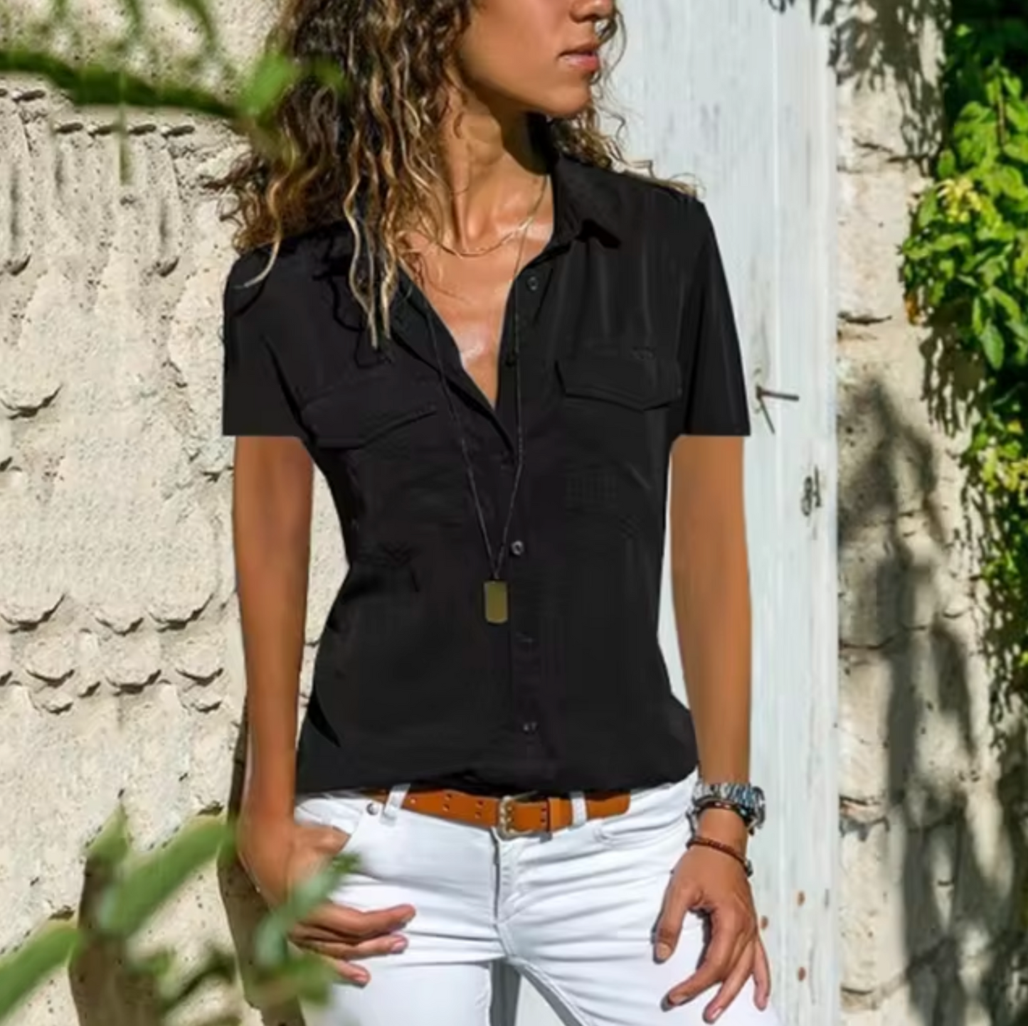 Blusa Mujer Manga Corta Sencillo