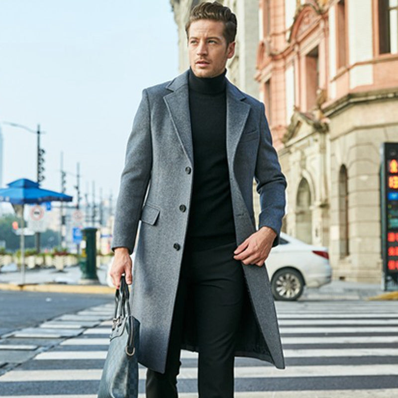 Abrigo Hombre Largo Elegante Invierno