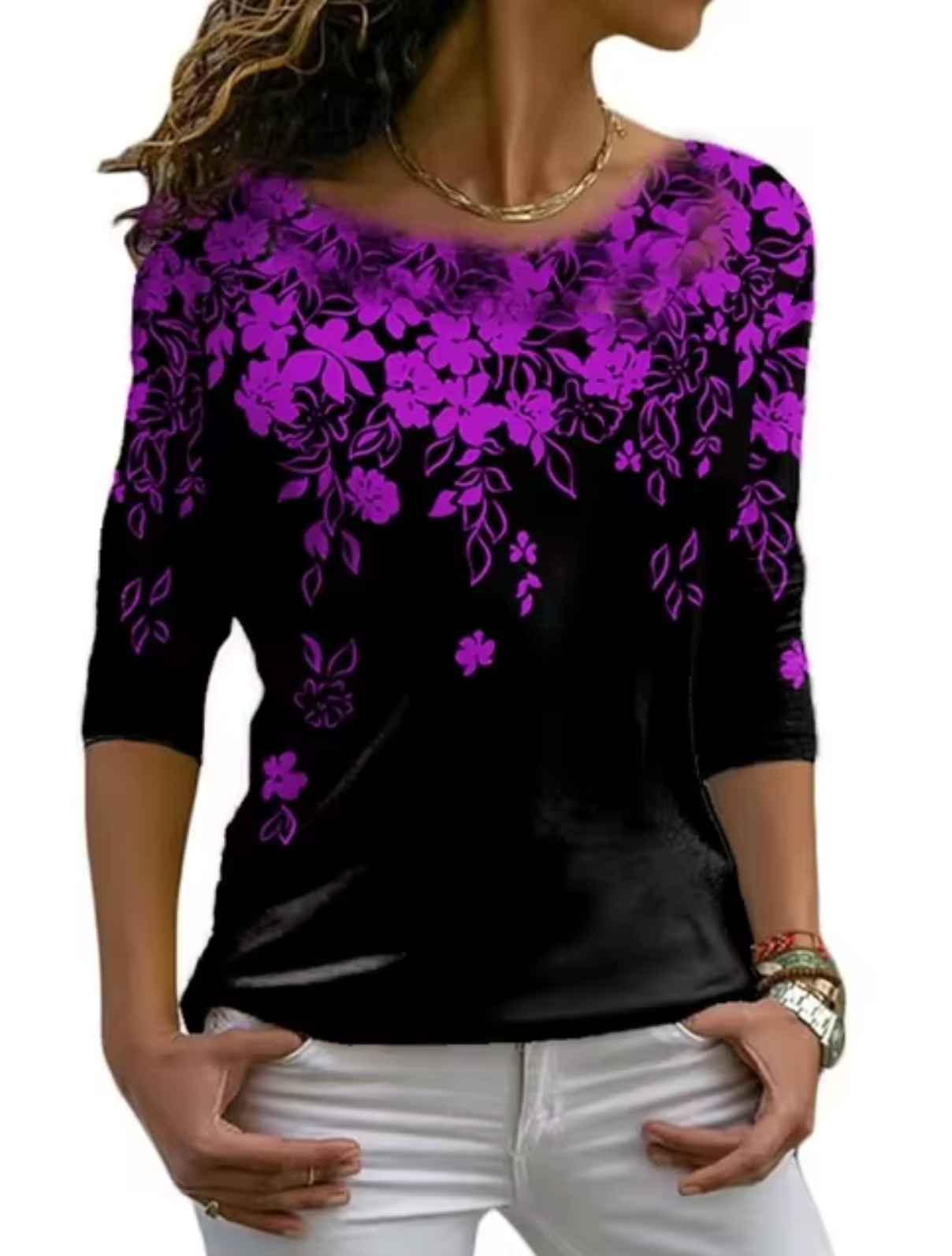Camiseta Mujer Flor Estilo Clásico