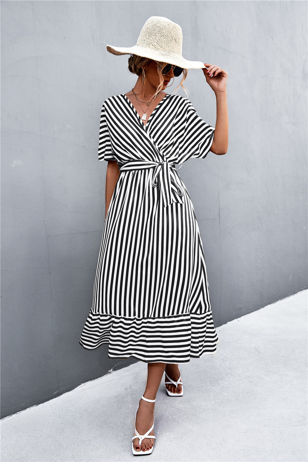 Vestido Largo Estampado Rayas