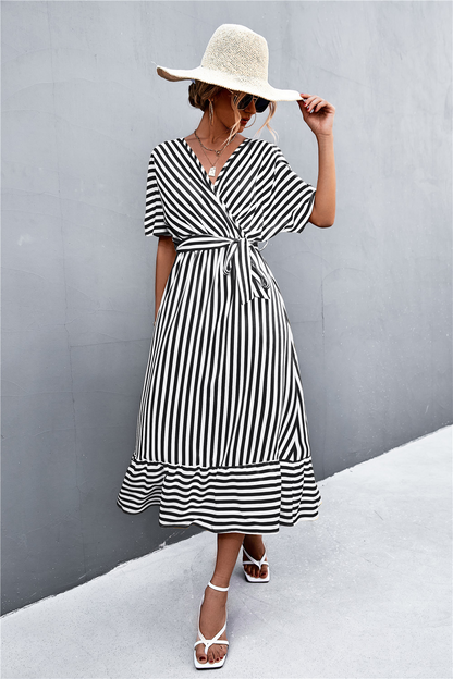 Vestido Largo Estampado Rayas