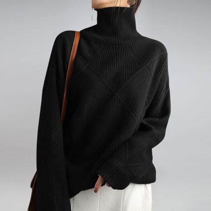 Jersey Mujer Cachemira Suave Cuello Alto