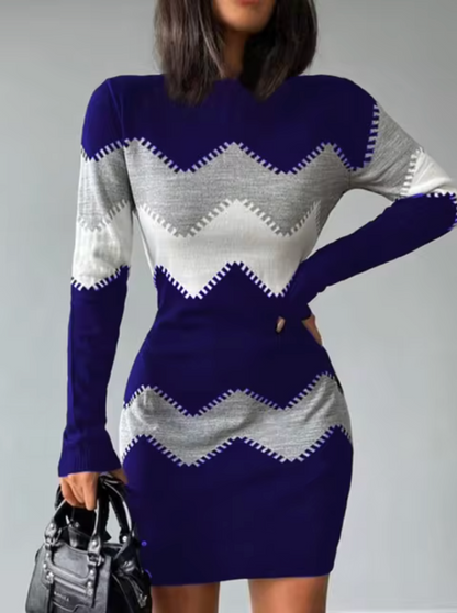 Vestido de punto cálido con mangas largas mujer