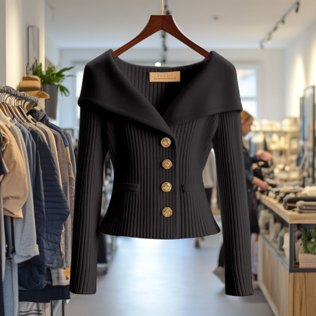 Jersey Mujer Canalé Elegante Botones