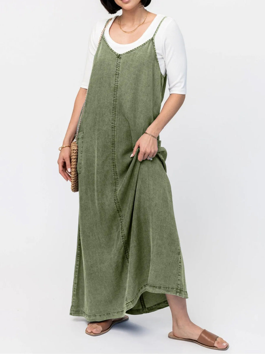 Vestido Vaquero Amplio Estilo Retro