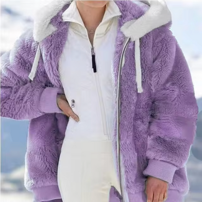 Chaqueta polar suave con capucha y forro de cachemir