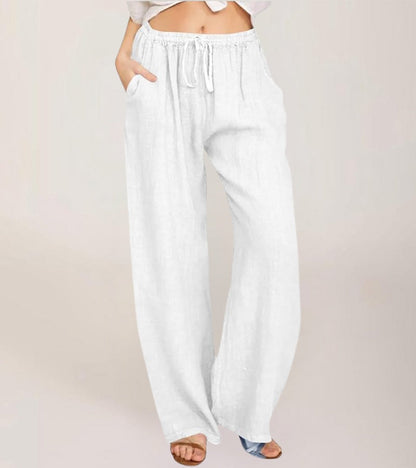Pantalones Mujer Cintura Alta y Rectos Ligeros