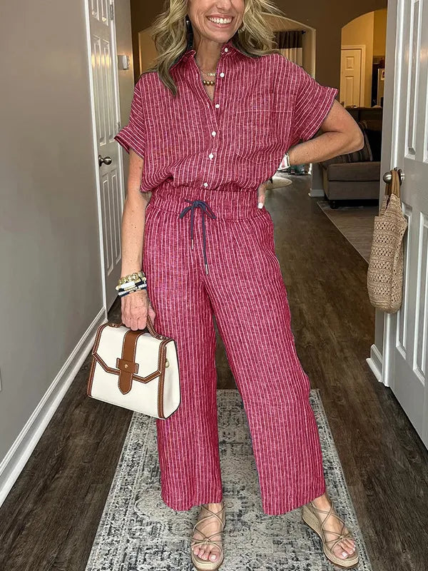 Conjunto Casual Camisa Suelta Pantalón Amplio