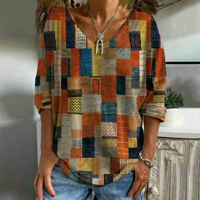 Blusa Ligera Estampada Patchwork Elegante - Vestiria