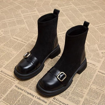 Botas Mujer Tacón Bajo Ajustadas con Hebilla - Vestiria