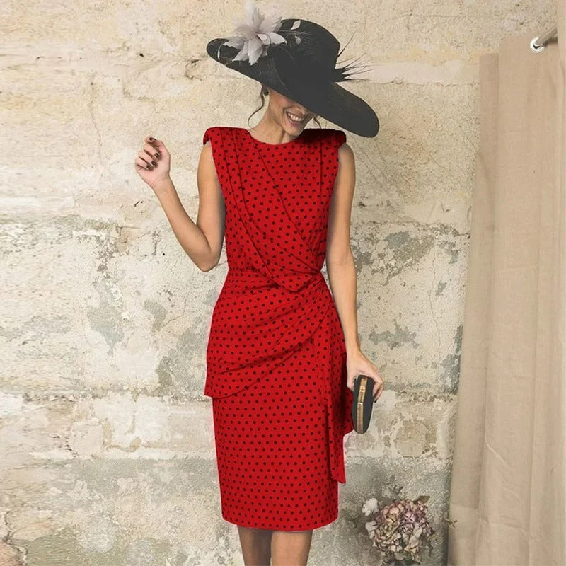 Vestido Mujer Estampado de Lunares Elegante