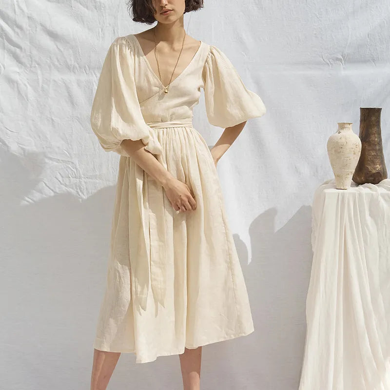 Vestido de Mujer con Mangas Voladas Elegante - Vestiria