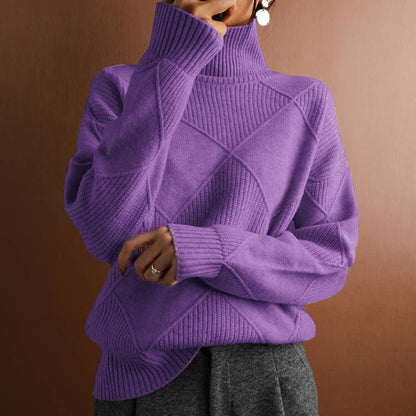 Sudadera gruesa cuello alto mujer