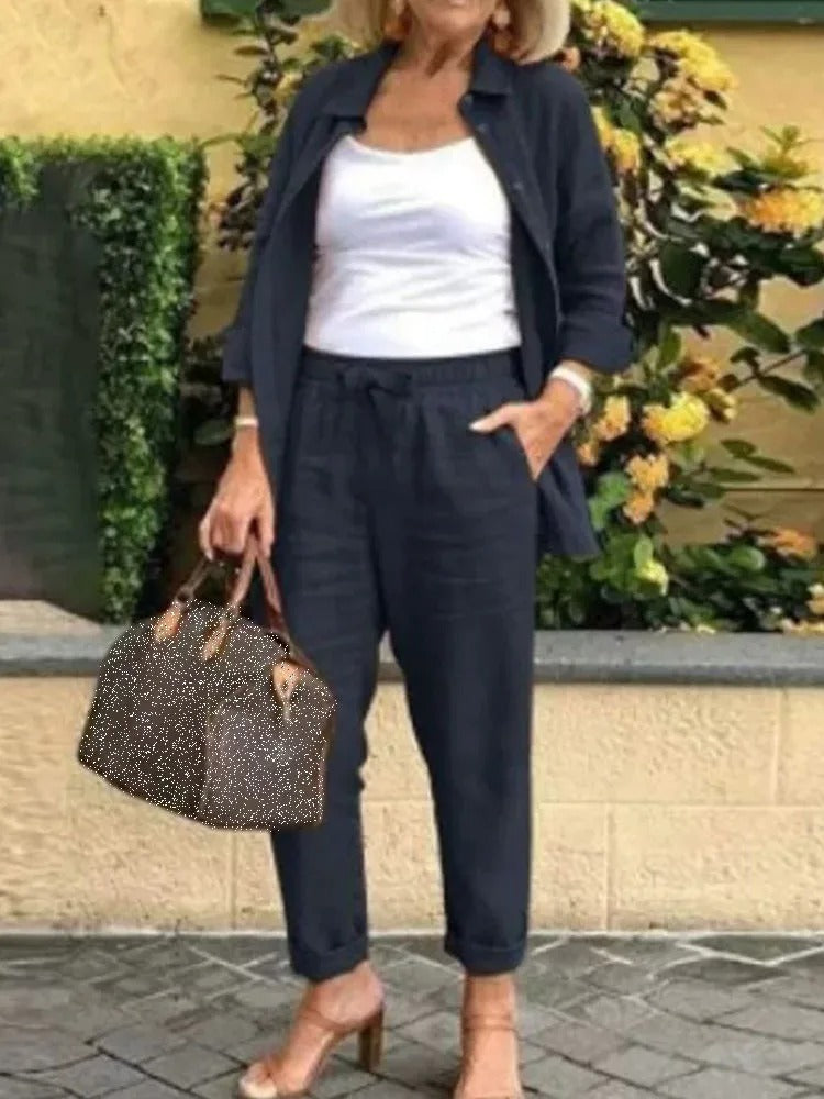 Pantalón corto y top de lino fresco para mujer