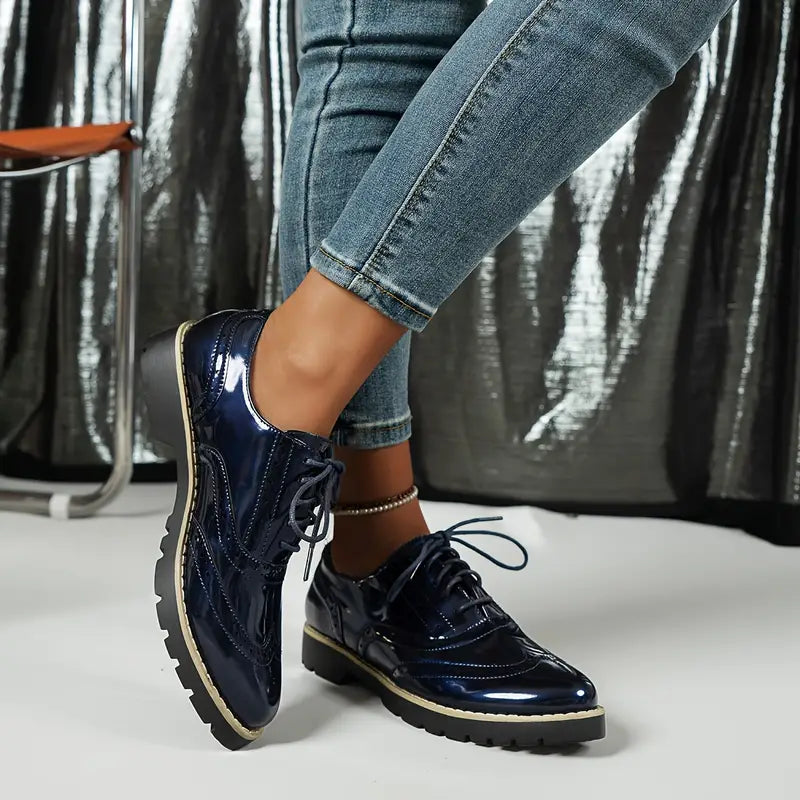 Zapatos Cuero Brillante Mujer