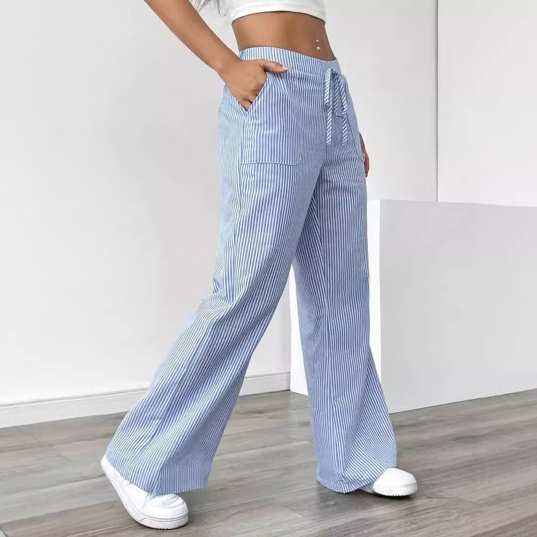 Pantalón Mujer Rayas Anchas Cómodas con Bolsillos - Vestiria