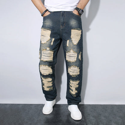 Pantalones Vaqueros Clásicos Desgastados Hombre