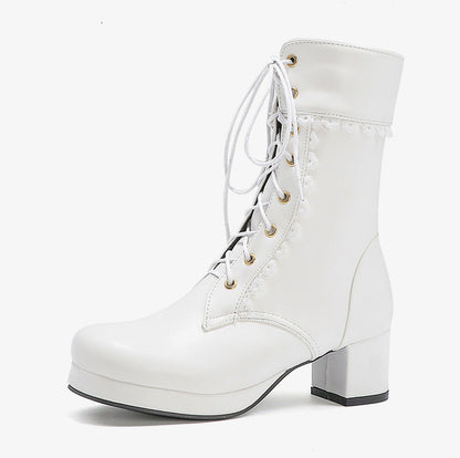 Botas Mujer Encaje Azul Celeste