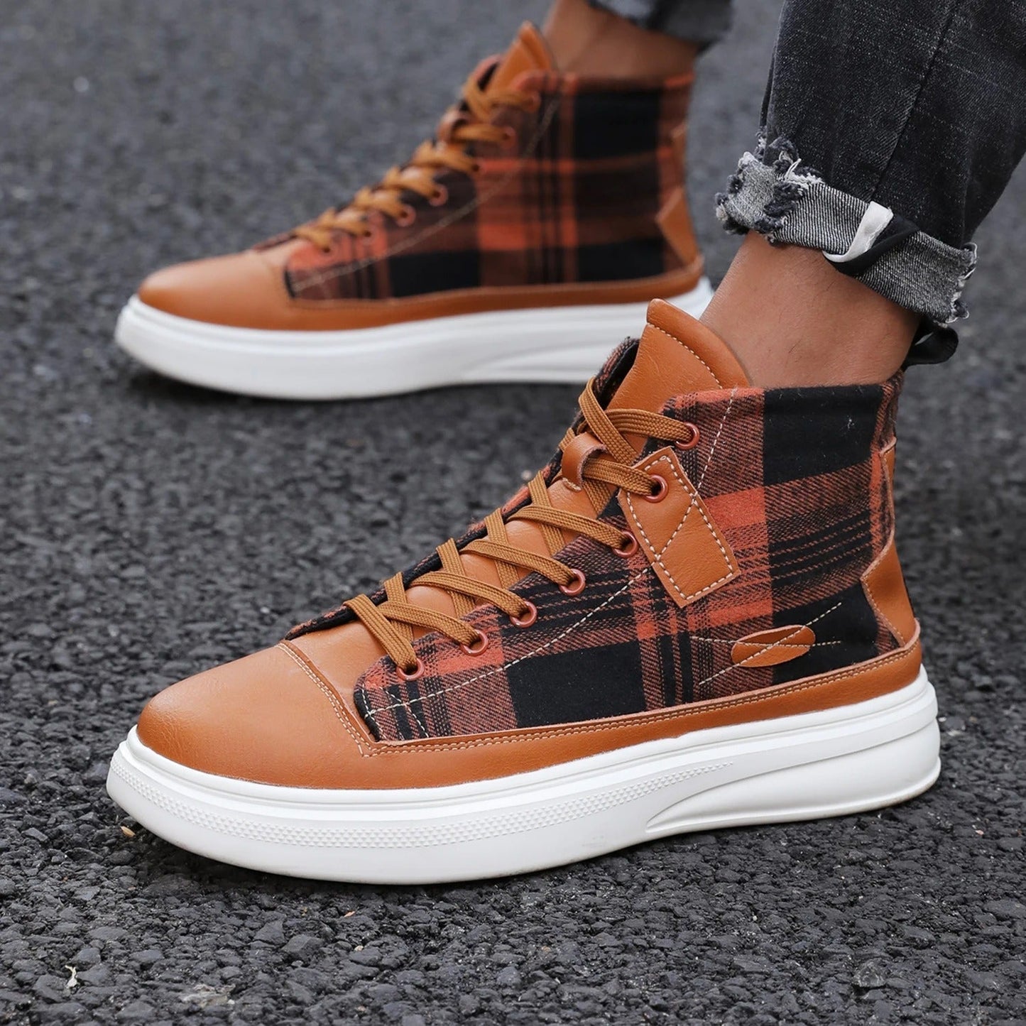 Zapatillas Cuadriculadas Hombre Estilo