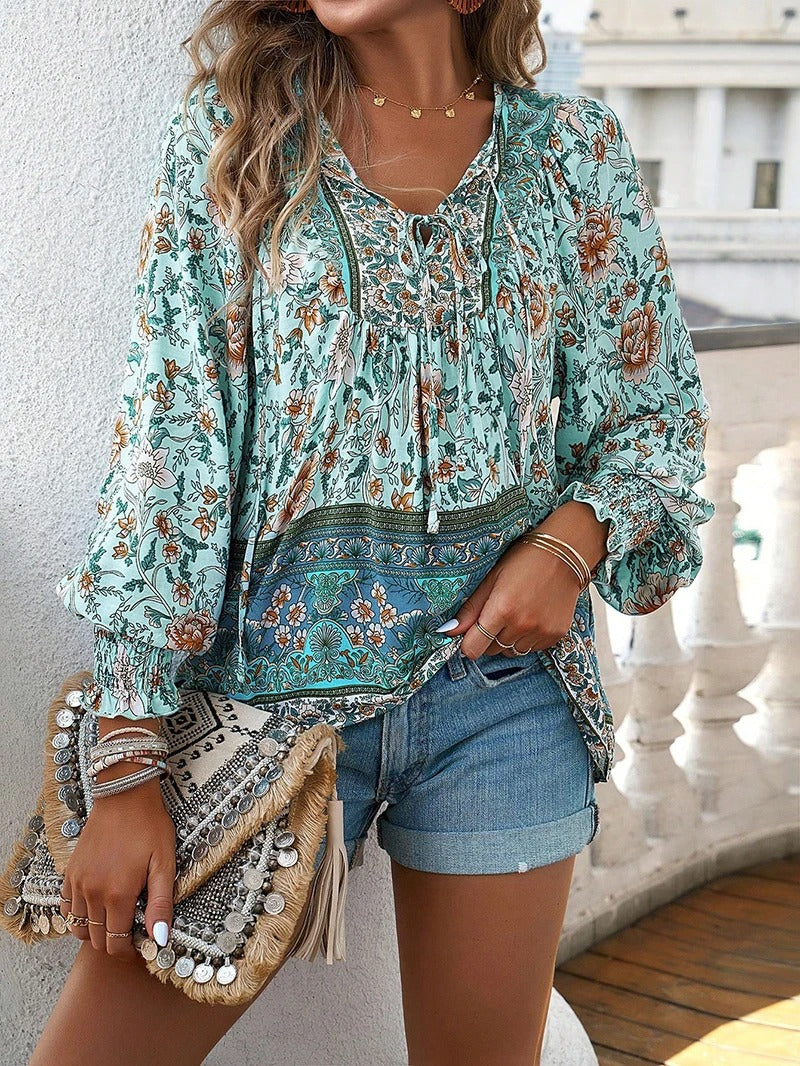 Blusa Florales Femenina Manga Larga