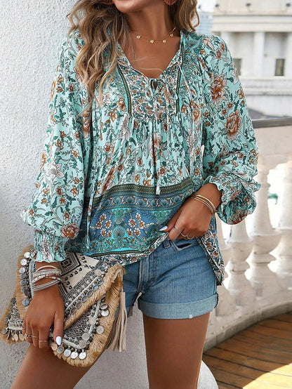 Blusa Florales Femenina Manga Larga