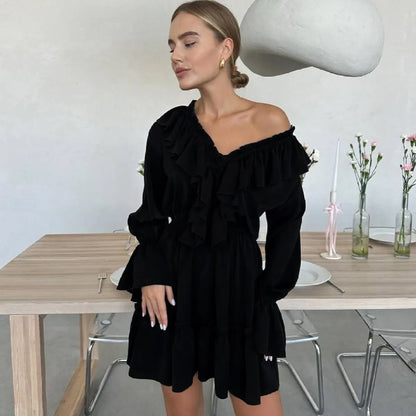 Vestido de Mujer Plisado con Volantes Elegante
