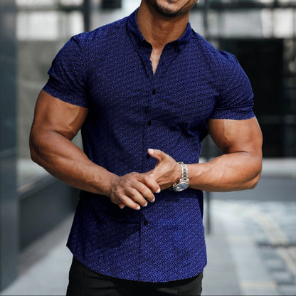 Camisa hombre diseño geométrico ajustada moda - Vestiria