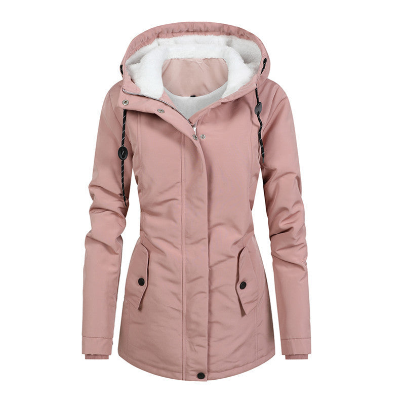 Chaqueta Mujer Polar Forrada con Capucha Ajustable