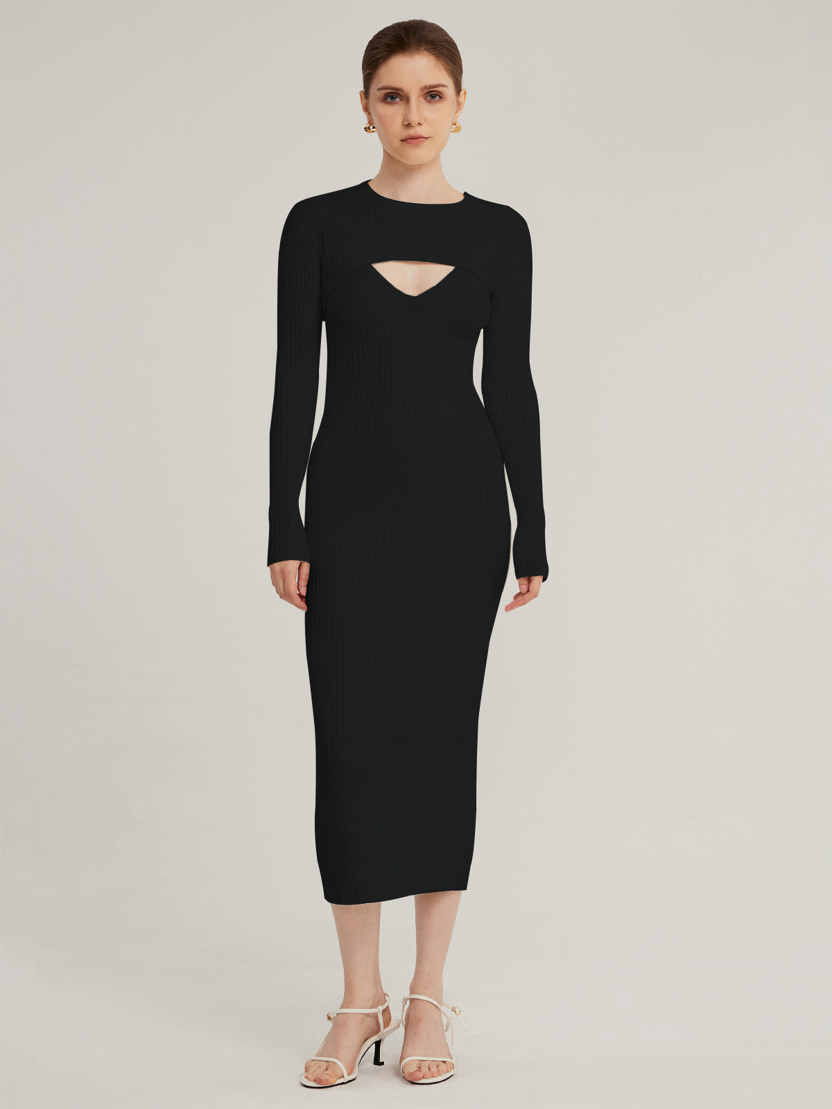 Vestido de punto cuello alto elegante