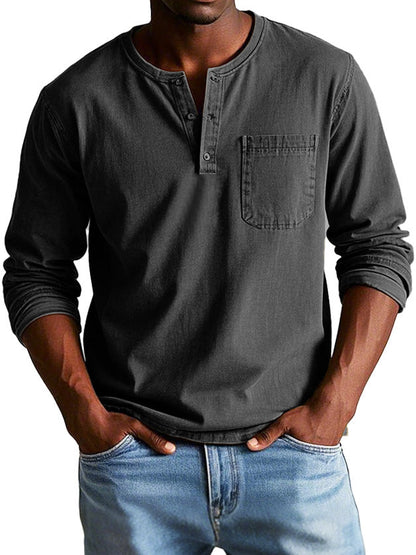 Camiseta Hombre Manga Larga Bolsillo Pecho