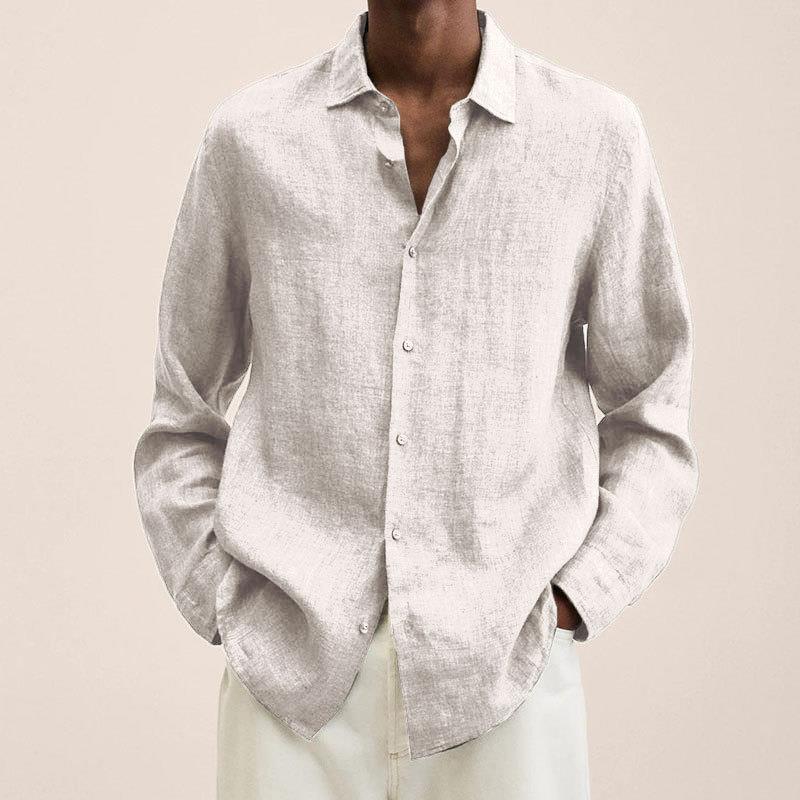 Camisas Lino Hombre Manga Larga Elegantes