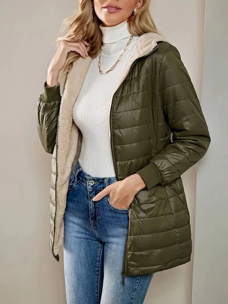 Chaqueta Acolchada Capucha Polar Ultracaliente