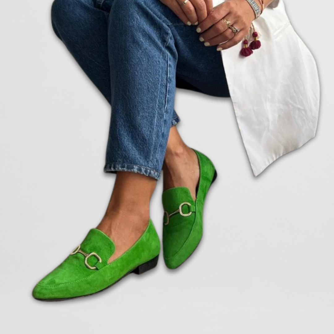 Mocasines Mujer Tacón Bajo Detalle Brillante - Vestiria