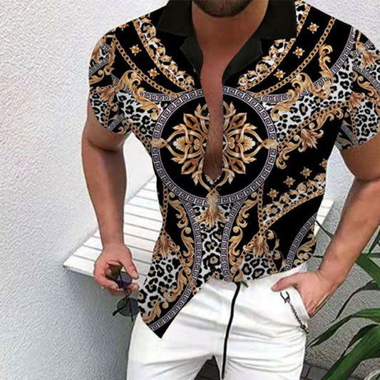 Camisa estampada manga corta hombre vintage - Vestiria