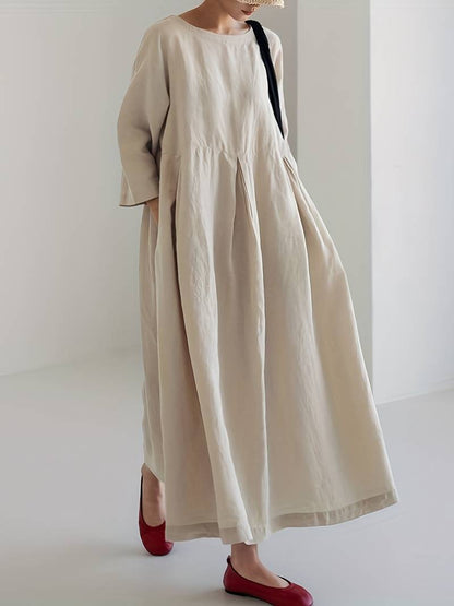 Vestido Maxi Amplio con Pliegues Elegantes