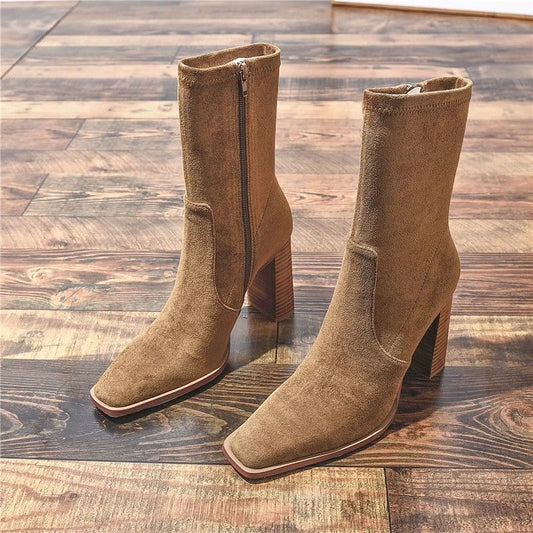 Botas Mujer Tacón Cuadrado Elegantes - Vestiria