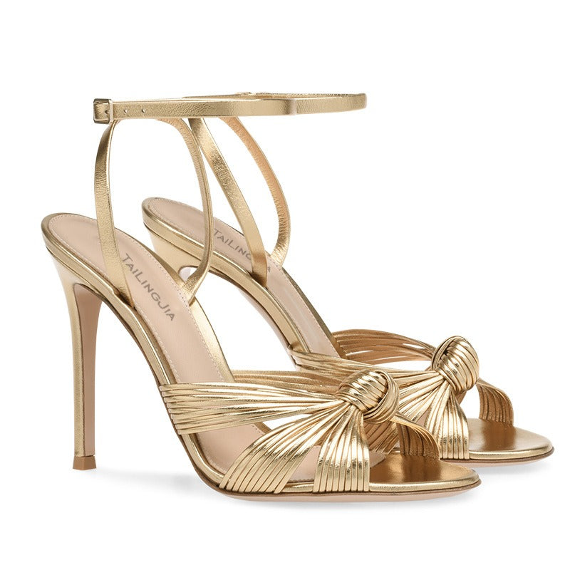Sandalias Mujer Tacón Alto Brillante Diseño Glamouroso - Vestiria