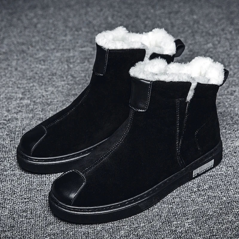 Botas de invierno para hombre en cuero con forro polar