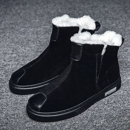 Botas de invierno para hombre en cuero con forro polar