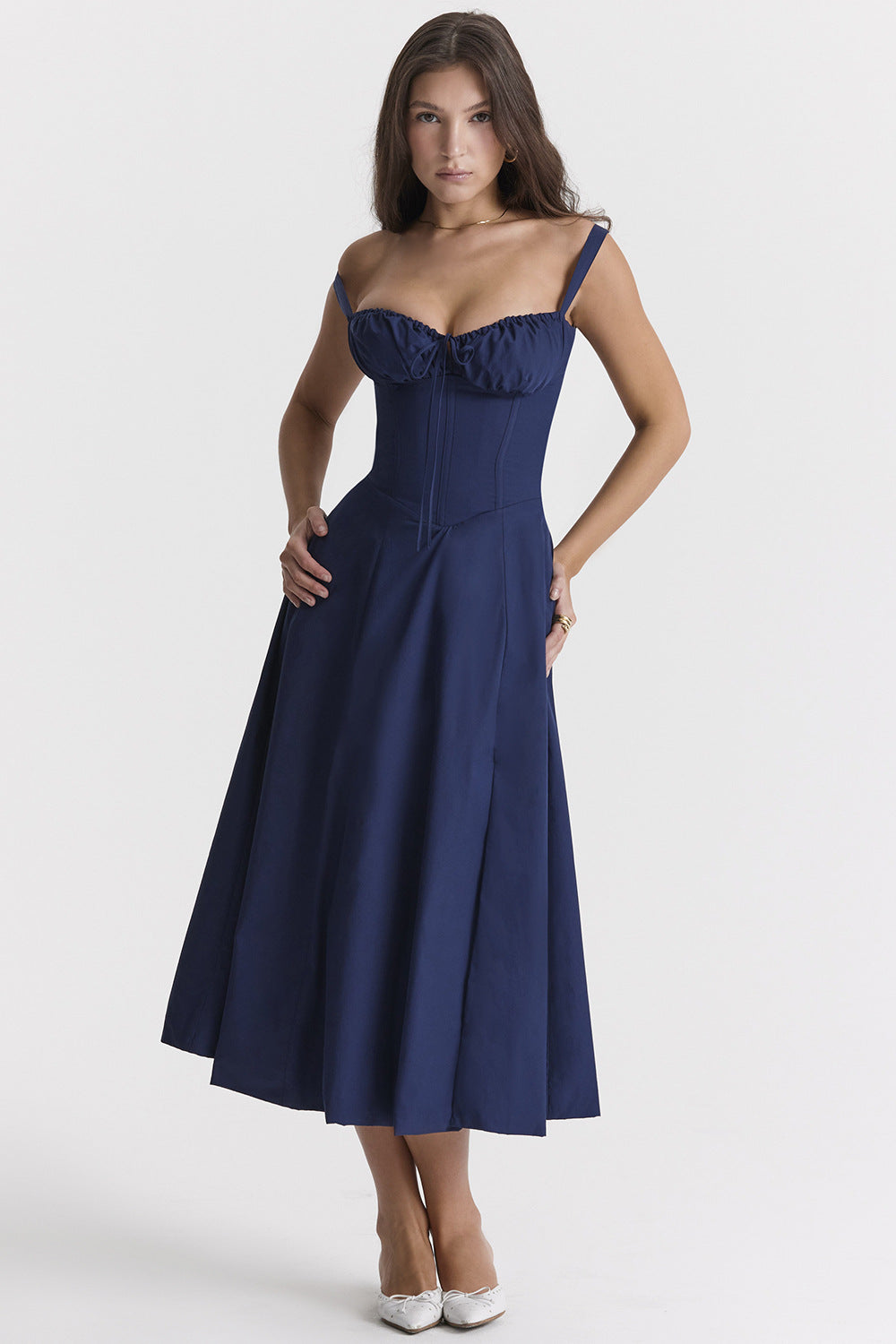 Vestido Femme Midi con Corsé Ajustado y Tirantes para Mujer