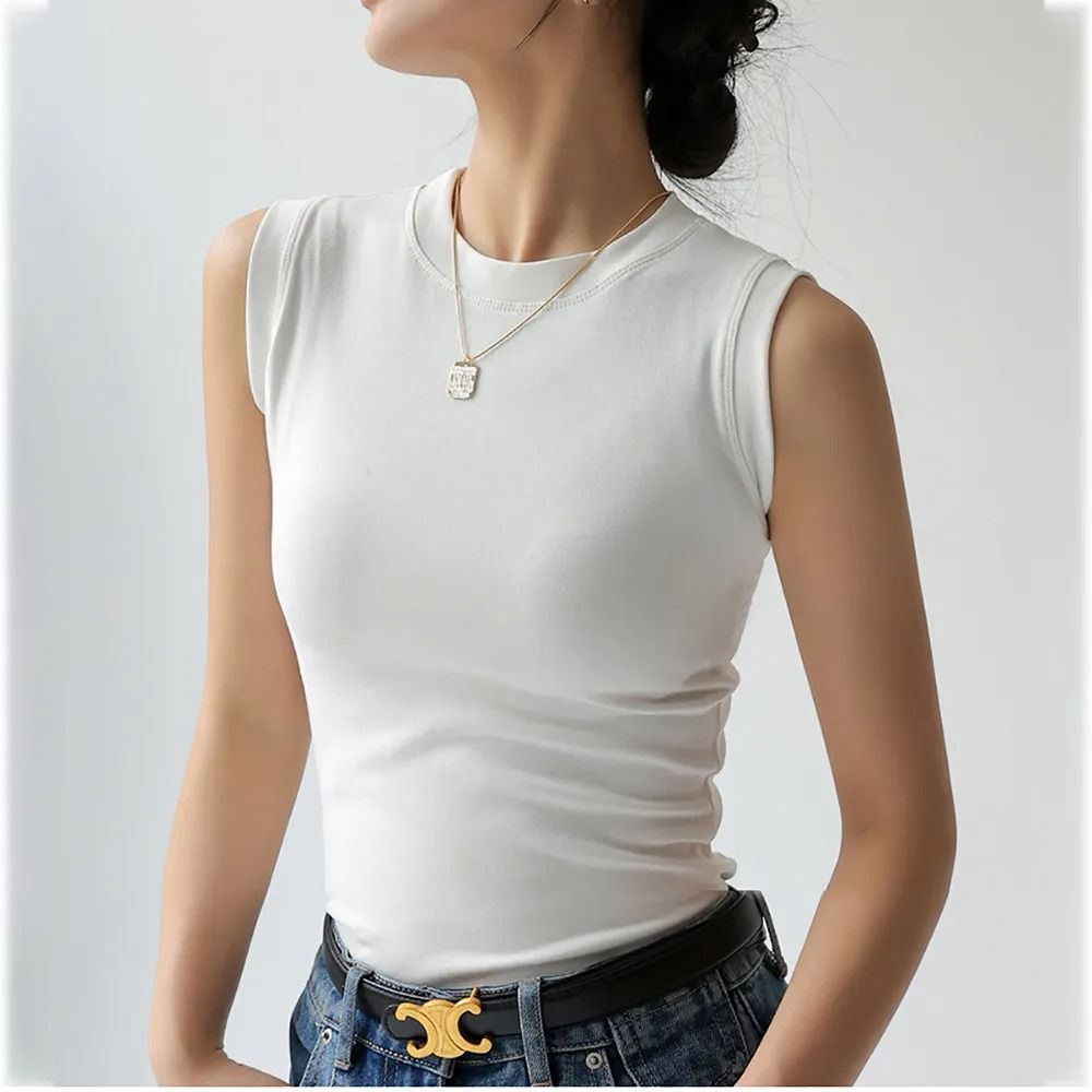 Camiseta Mujer Sin Mangas Escote Redondo - Vestiria