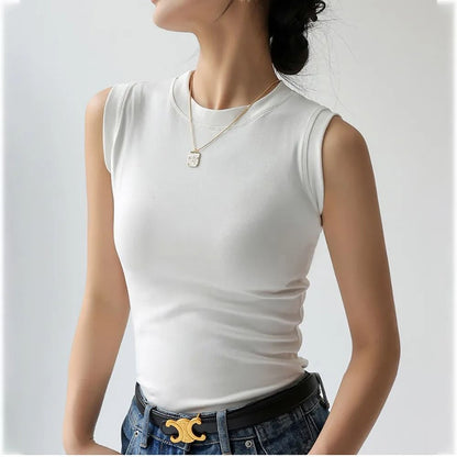 Camiseta Mujer Sin Mangas Escote Redondo - Vestiria