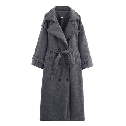Chaquetón de lana cálido mujer largo mediano