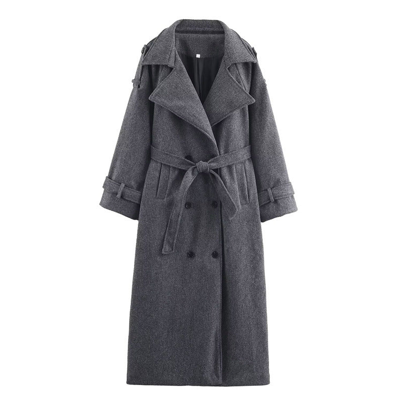 Chaquetón de lana feminino cuello alto