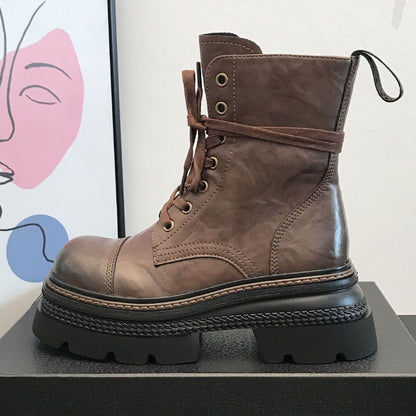 Botas Mujer Cortas Suela Gruesa Cierre Lateral