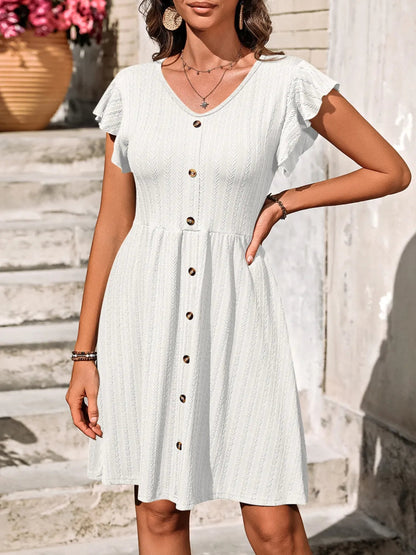 Vestido Elegante de Manga Larga con Volantes
